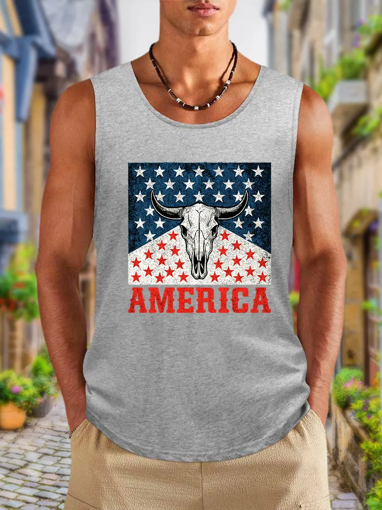 Men'S America Round-Necked Sleeveless Vest