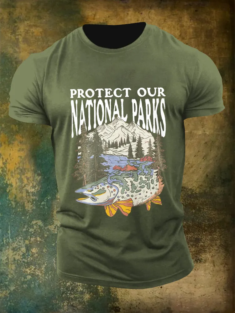 Men'S Protect Our National Parks Not Projects Round-Neck T-Shirt