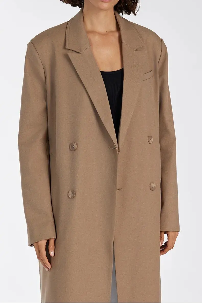 CELINA TAN WOOL BLEND COAT