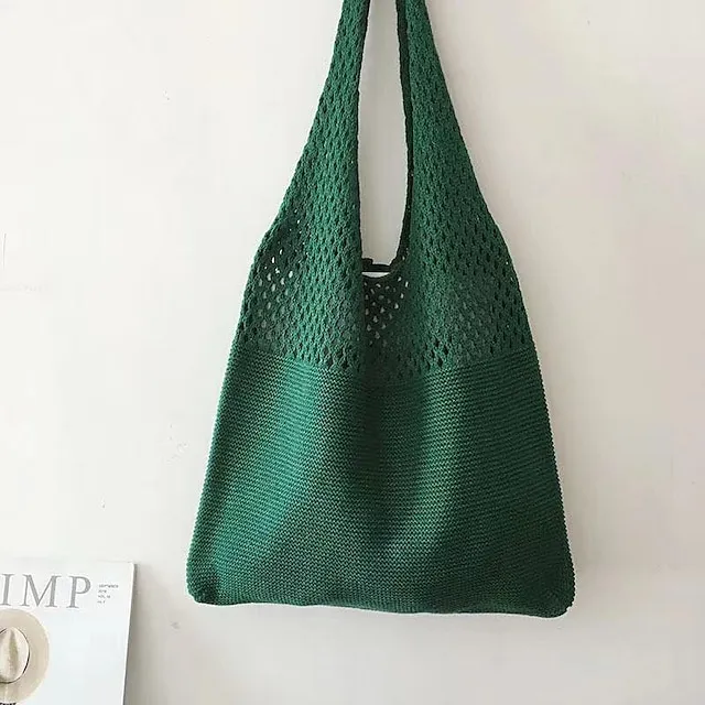 Women's Girls' Tote Shoulder Bag Polyester Shopping Daily Holiday Solid Color