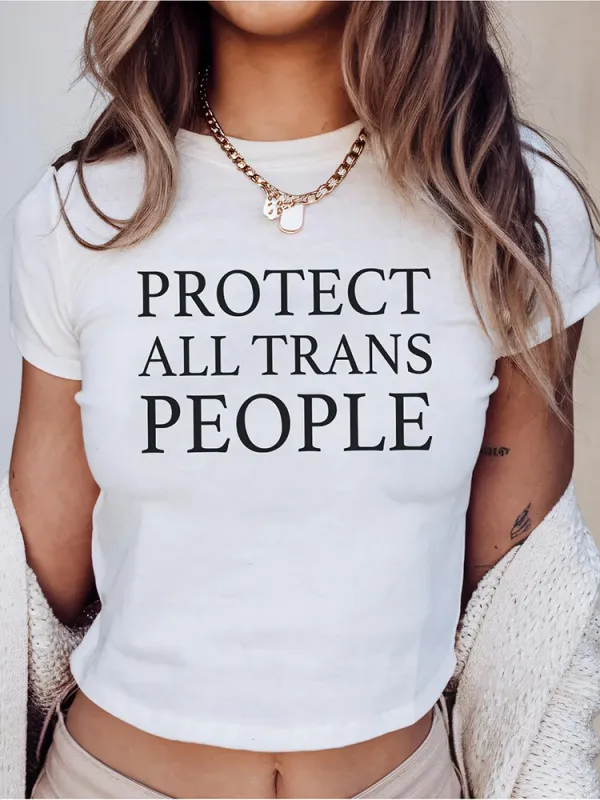Women'S Protect All Trans People Short Sleeve Round-Neck T-Shirt