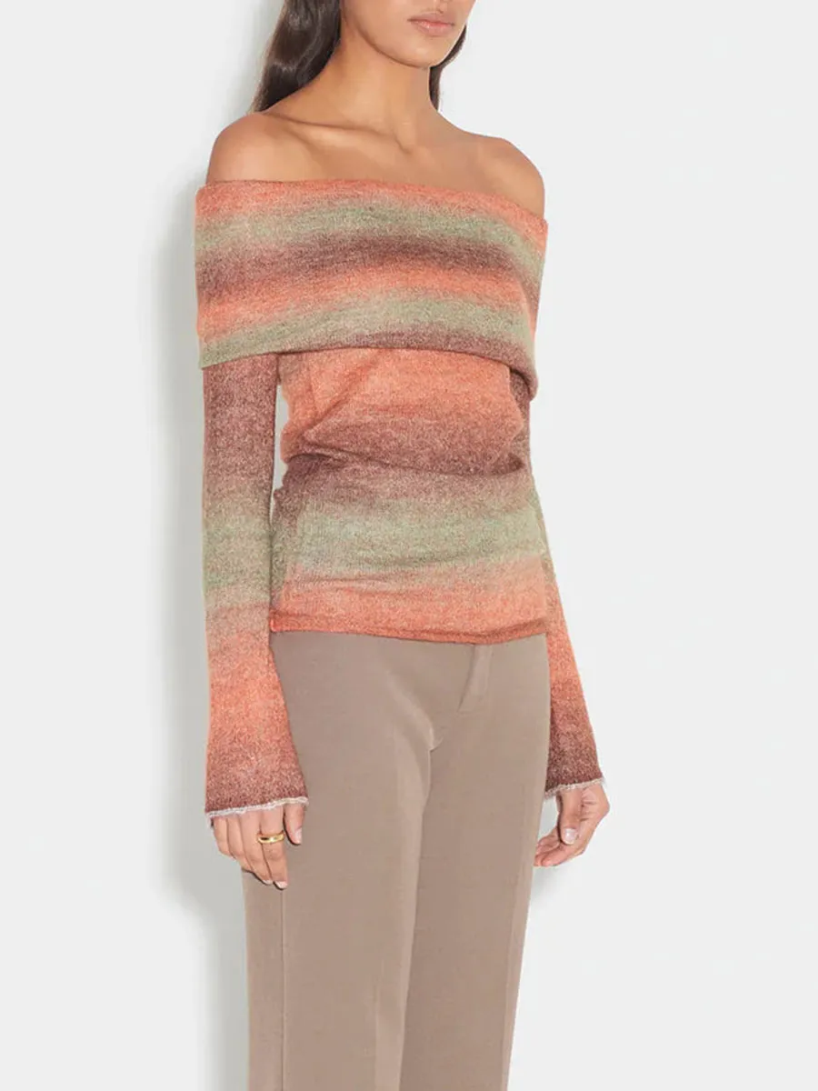 Gradient Striped Knit Sweater