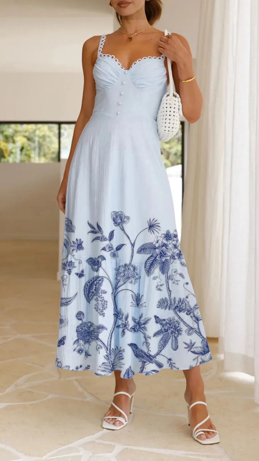 Front Button Detailing Maxi Dress