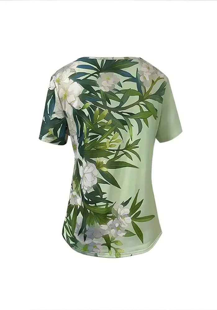 Women's Casual Floral and Plant Print T-Shirt