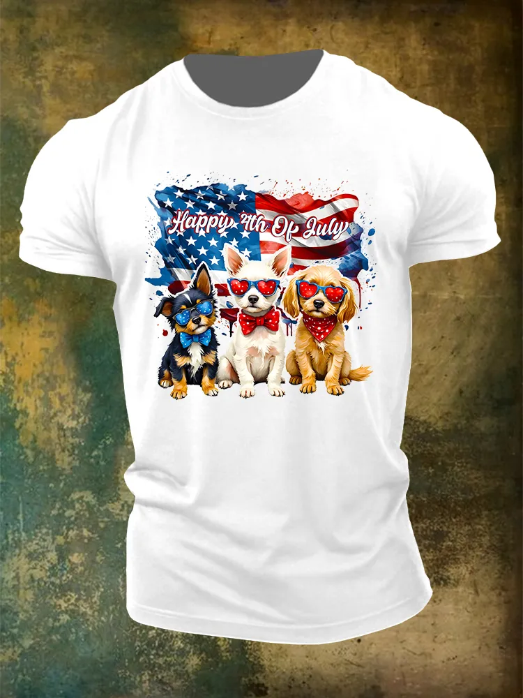 Men'S Happy 4Th Of July Round-Neck T-Shirt