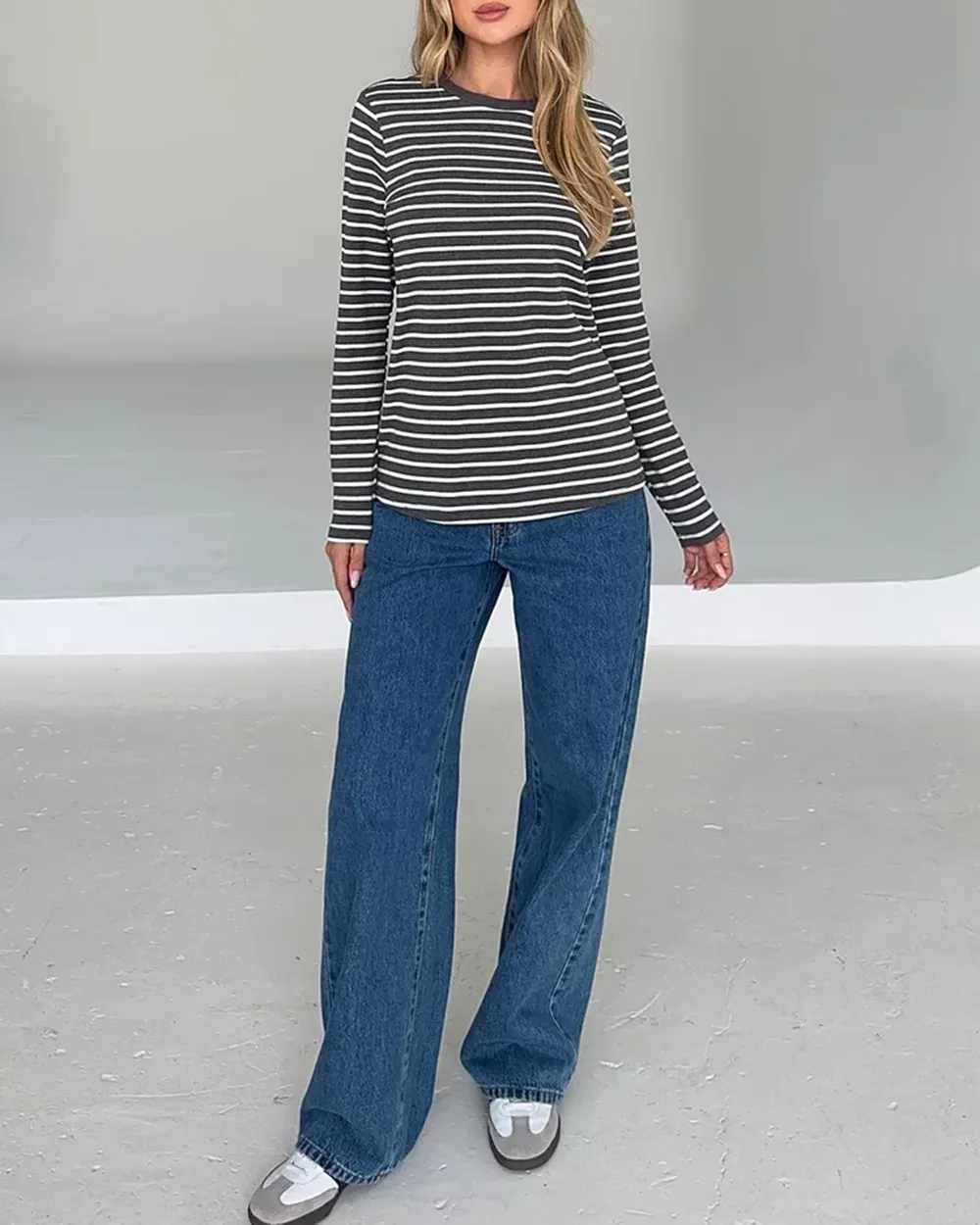 Long Sleeve Stripe Boyfriend Tee