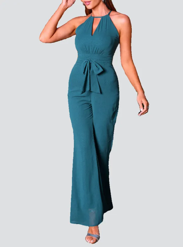 Sleeveless Bowknot Cutout Jumpsuits