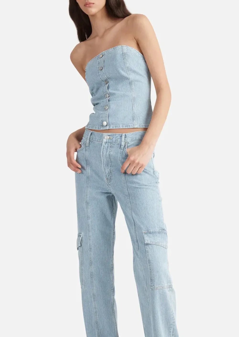 Light Blue Denim Overalls Pants
