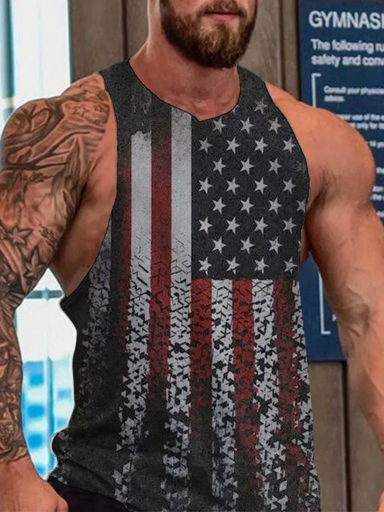 Men'S Independence Day Round-Necked Sleeveless Vest