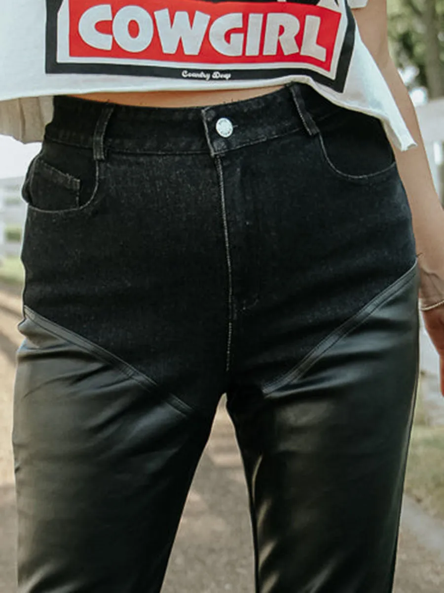 Vintage Faux Leather Slim Pants