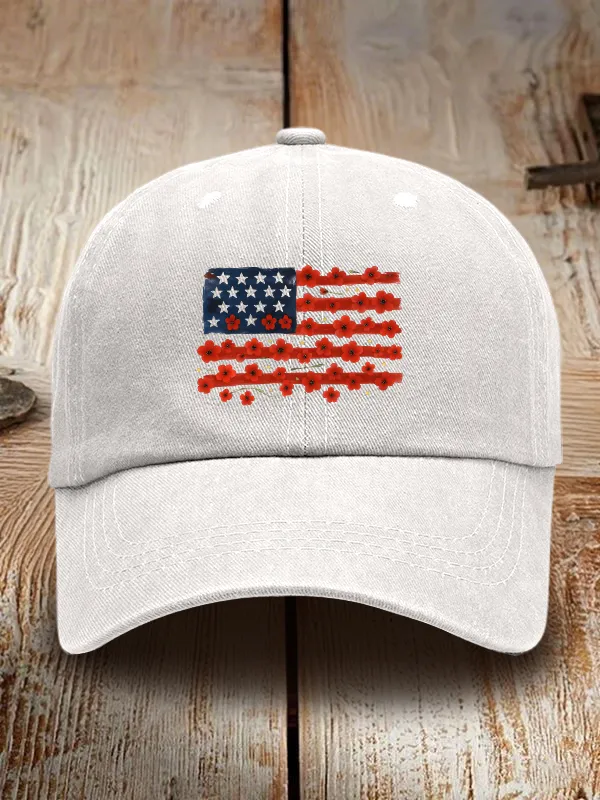 Independence Day Print Washed Baseball Cap