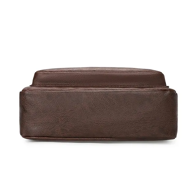 Men's Crossbody Bag Shoulder Bag Messenger Bag PU Leather Daily Holiday Zipper Adjustable Large Capacity Waterproof Solid Color Black Brown khaki