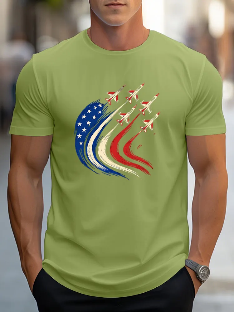 Man'S Independence Day Round-Neck Short-Sleeved T-Shirt