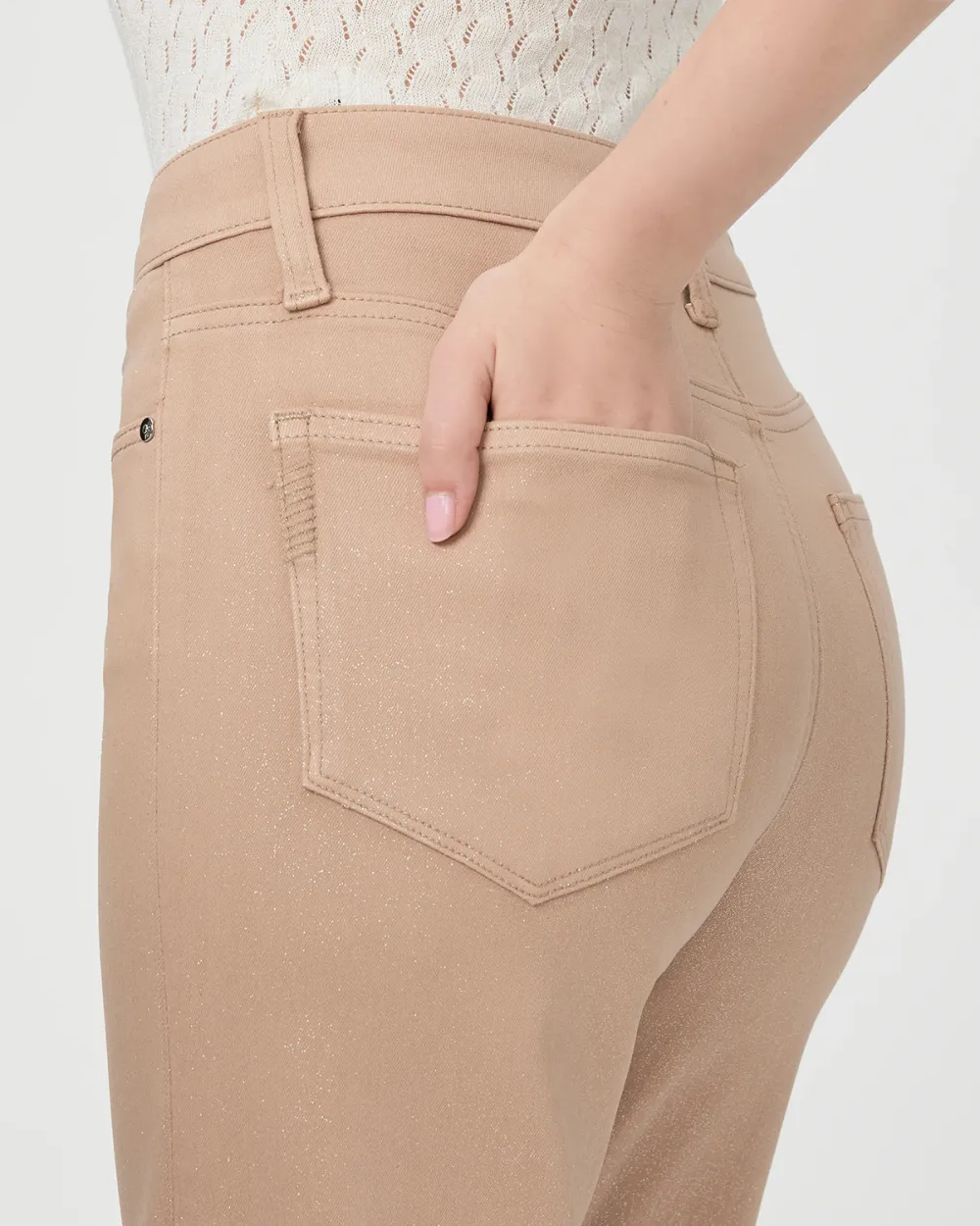 Beige Wide Leg Jeans