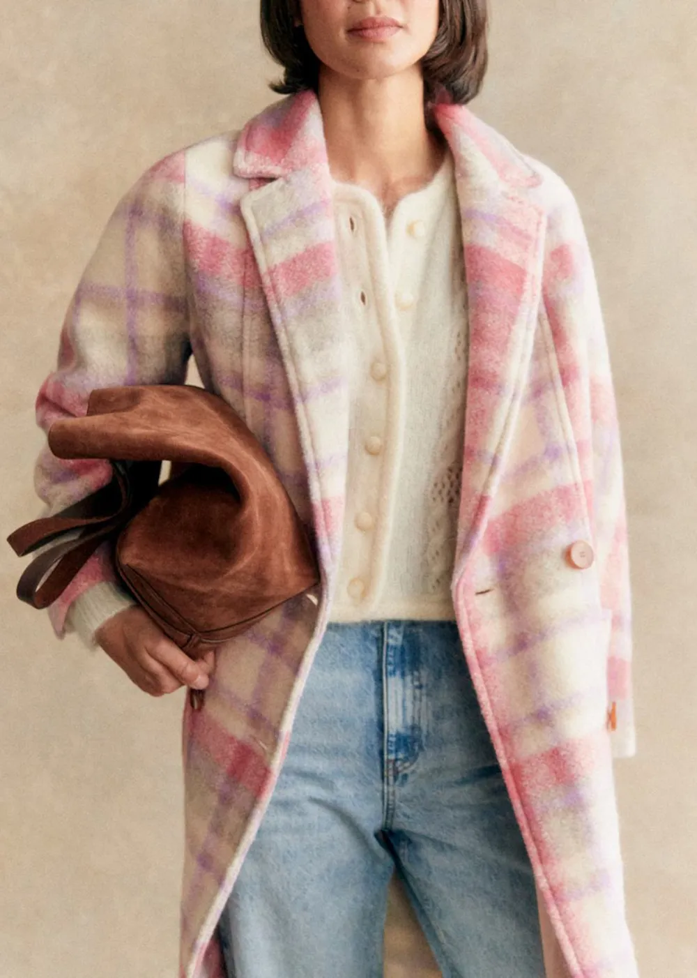 Loose Check Long Coat