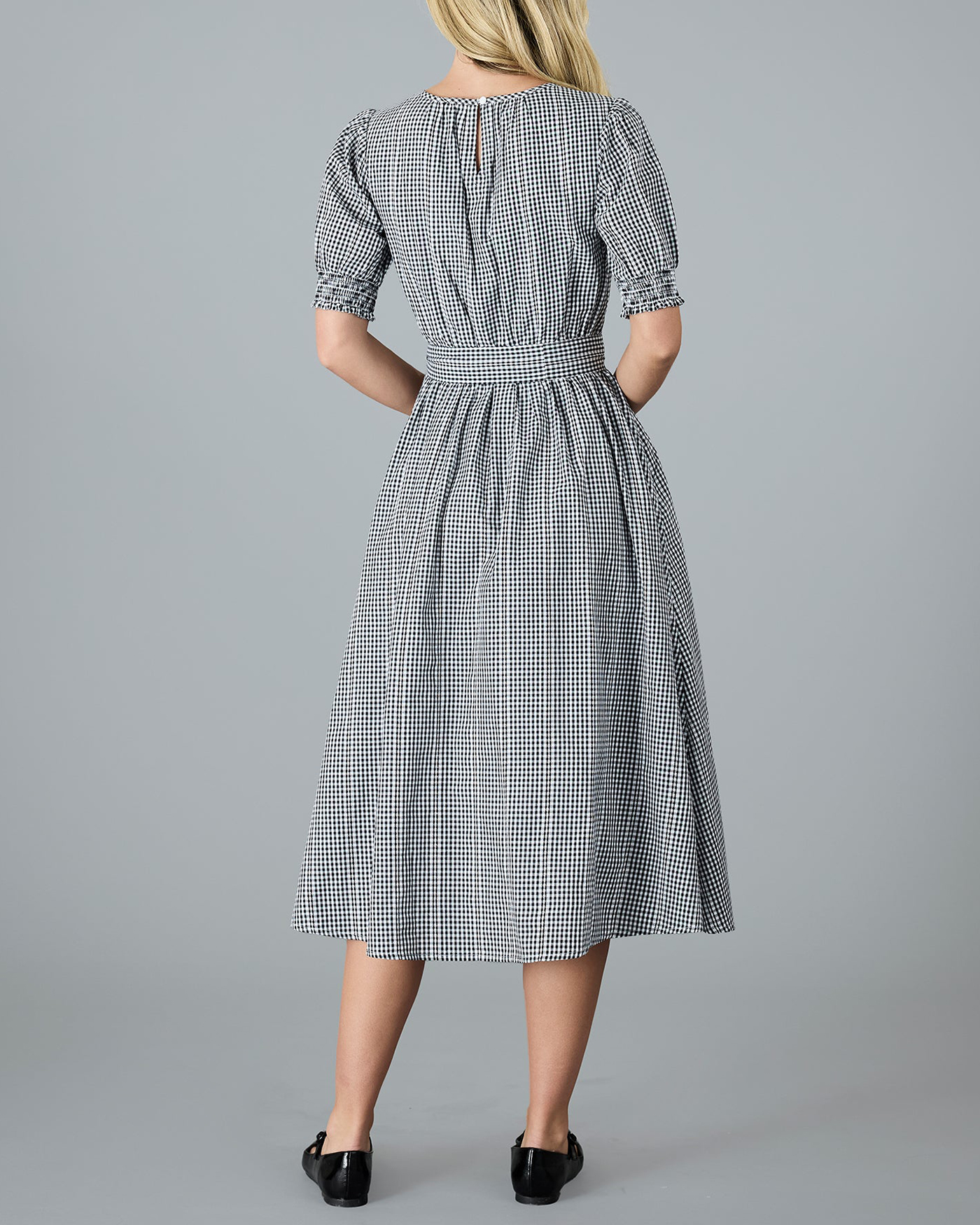 Black And White Gingham Midi Dress