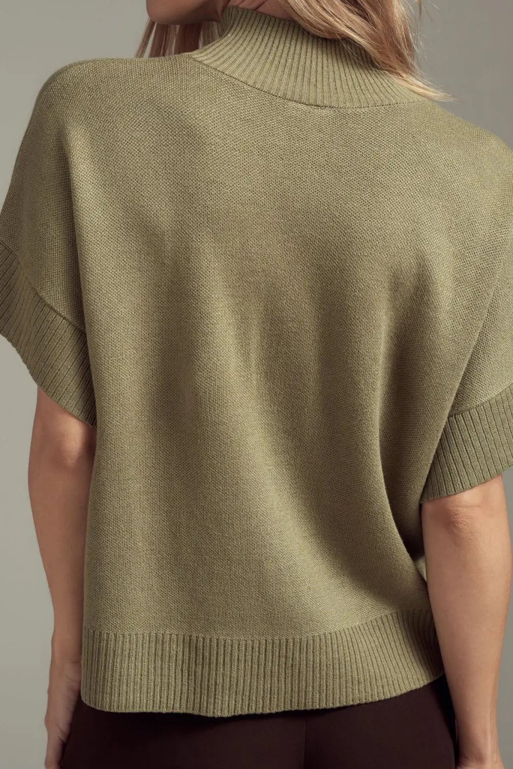Mock-Neck Flared-Cap-Sleeve Sweater
