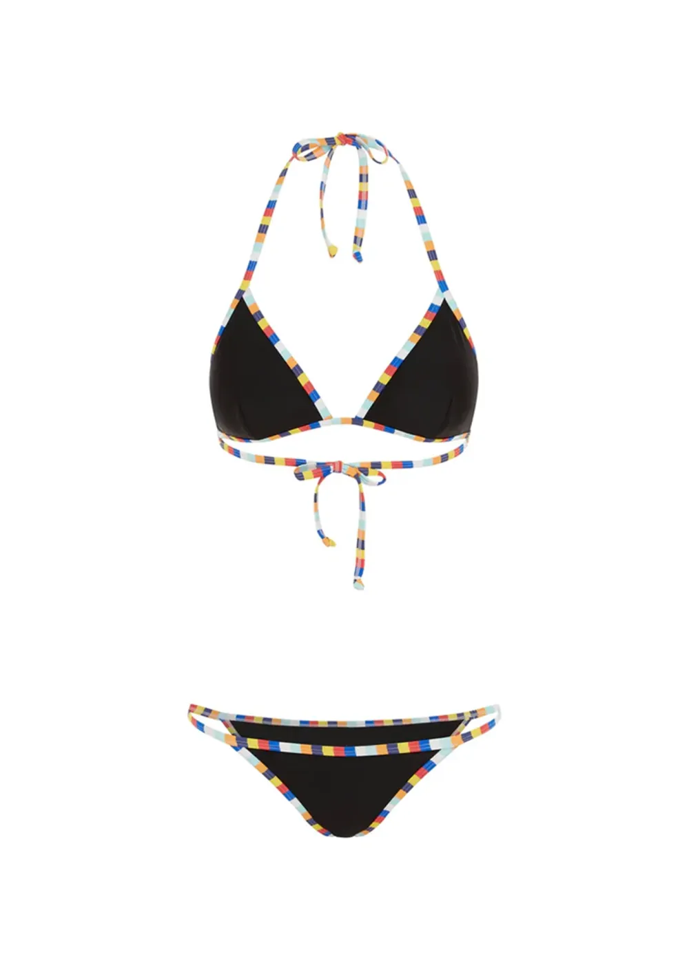 Black Multicolour Contrast Strings Swim