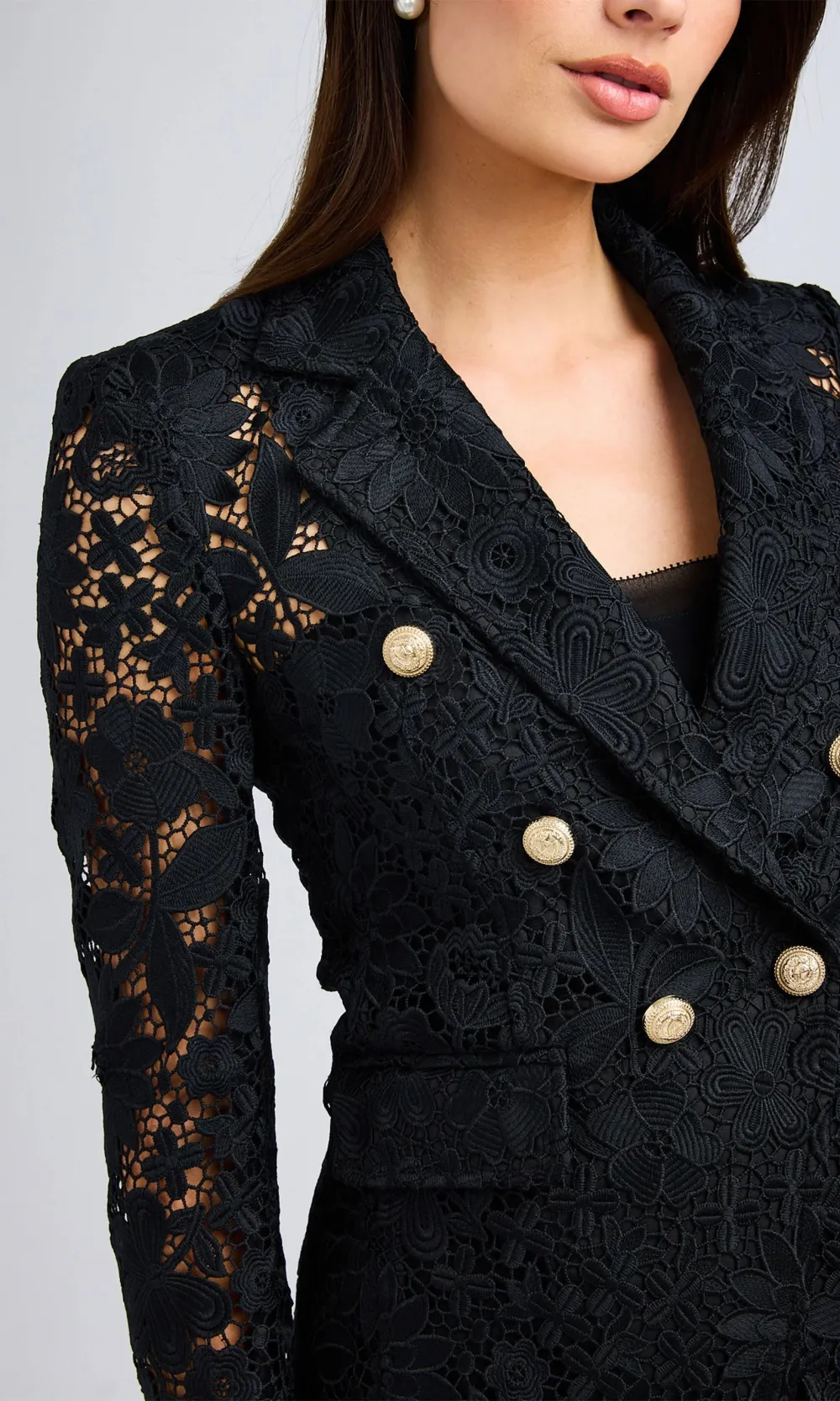 Buttoned Tweed Blazer