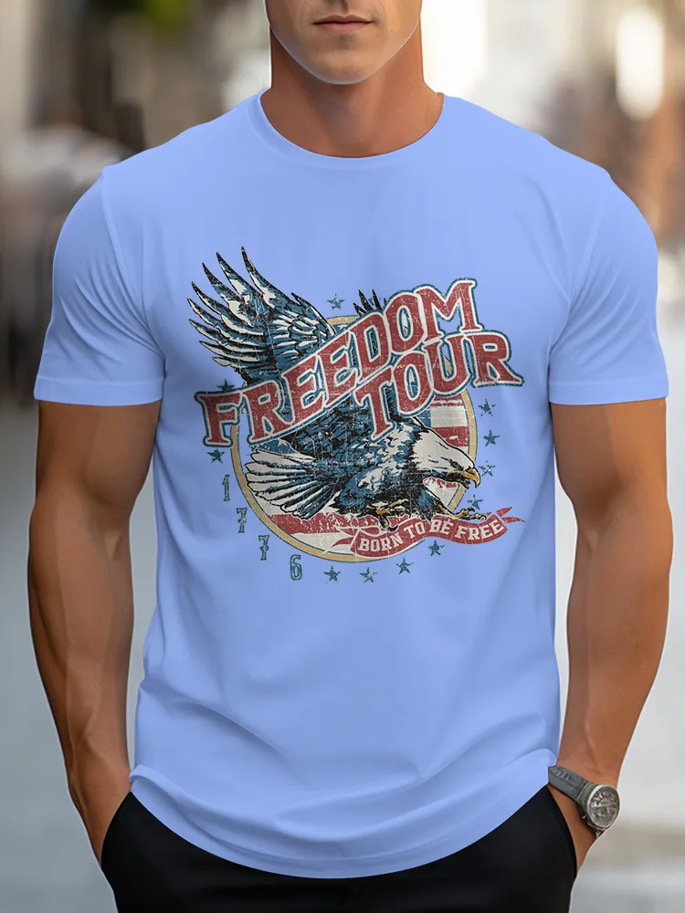 Man'S Freedom Tour 1776 Born To Be Free Round-Neck Short-Sleeved T-Shirt