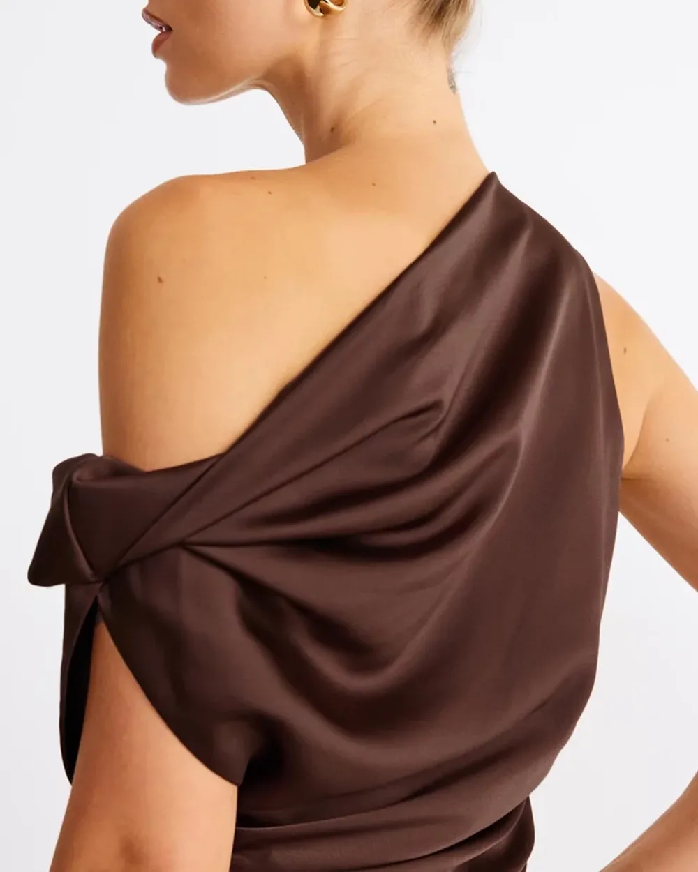 Off-shoulder Satin Maxi Dress