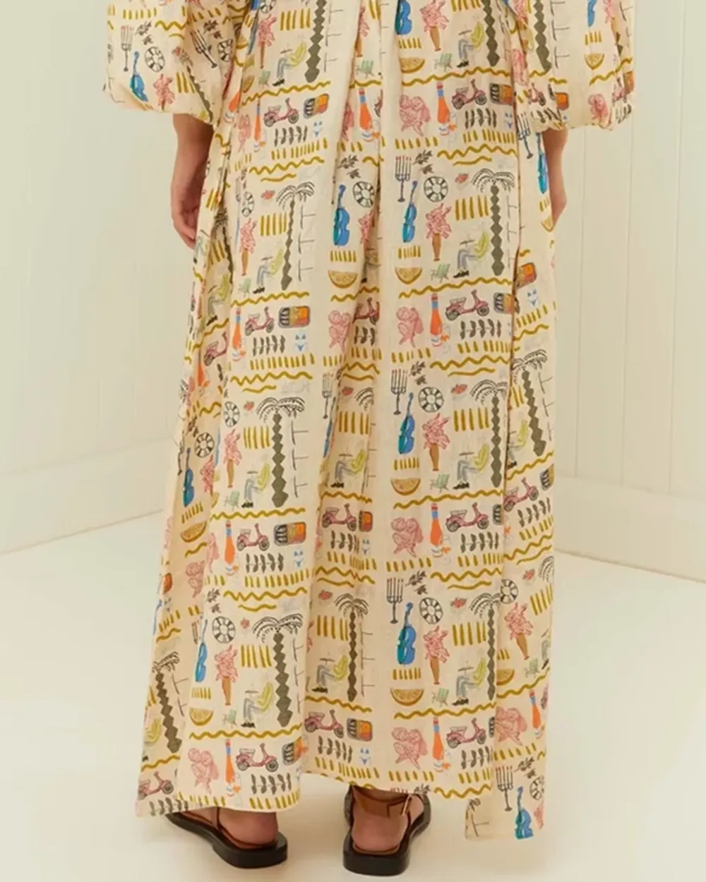 V-neck Puff Sleeve Maxi Dress
