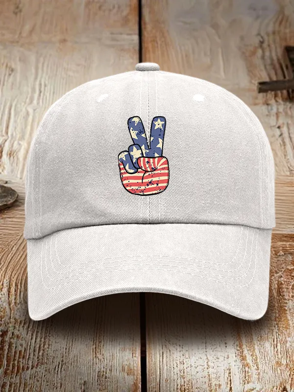 Star Stripe Two Print Washed Baseball Cap