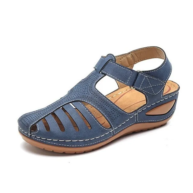 Women's Sandals Comfort Shoes Barefoot Sandals Daily Walking Wedge Sandals Summer Wedge Heel Closed Toe Open Toe Minimalism Walking Shoes Faux Leather Magic Tape Black Red Light Grey