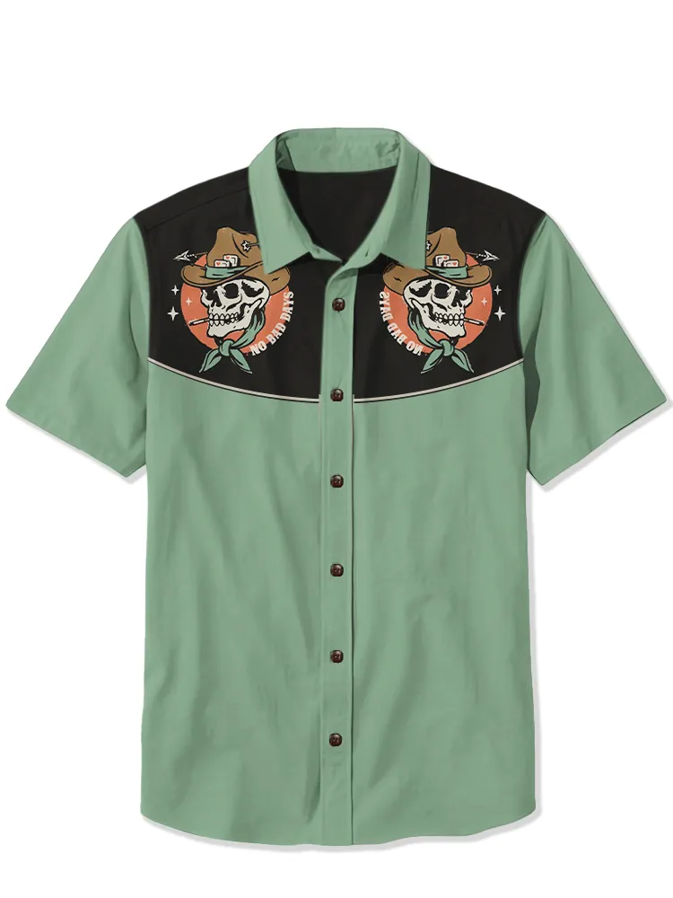 Smoking Skull Cowboy NO BAD DAYS Shirt