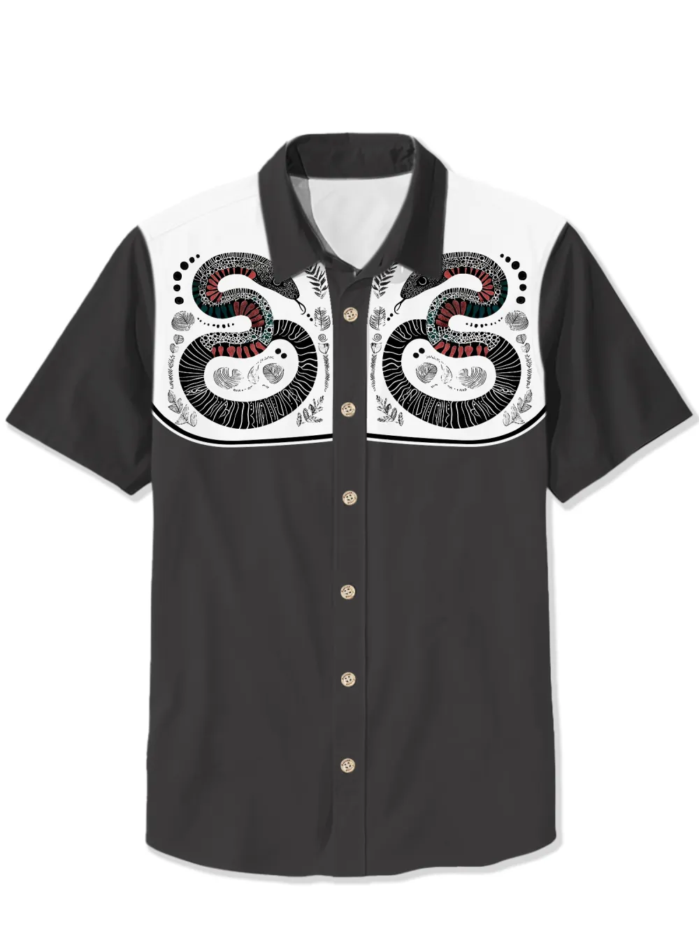 Retro Snake Plant Pattern Shirt