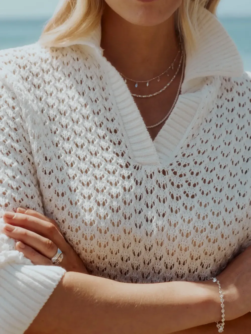 Elementary Knitted Henley Sweater