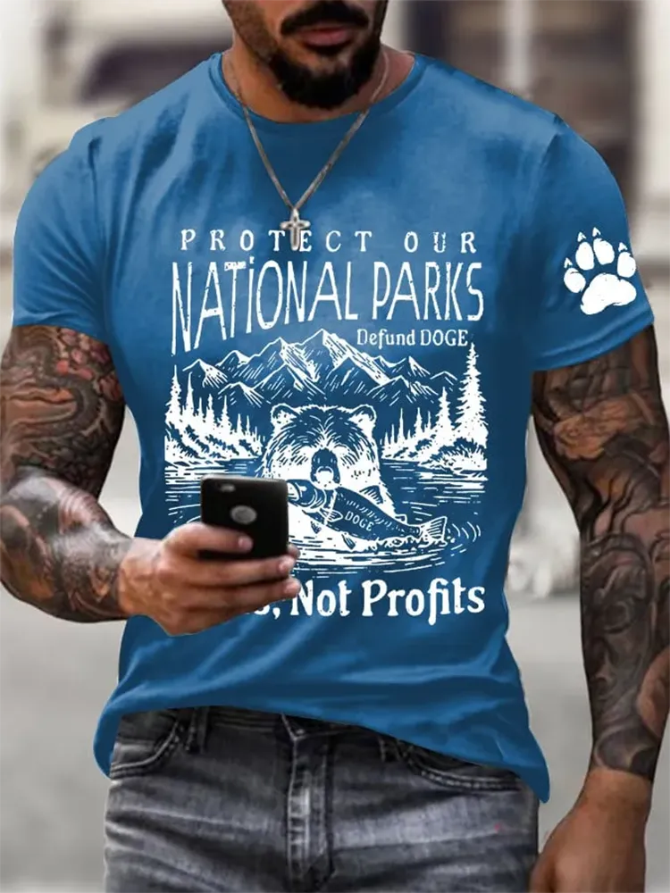 Man'S Protect Our National Parks defund doge Round-Nack Short Sleeve T-Shirt