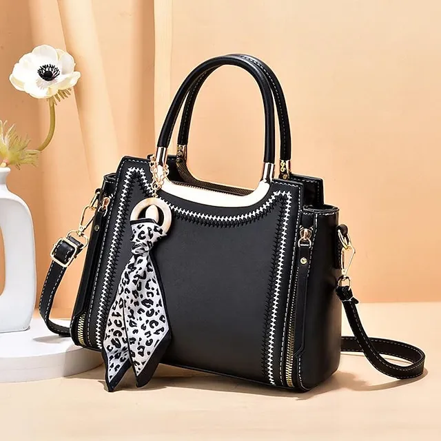 Women's Canvas Tote Bag Handbag Daily Date Office & Career Solid Color Black White Red