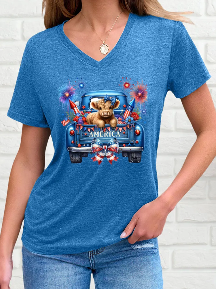 Woman'S Independence Day Print Short-Sleeved T-Shirt