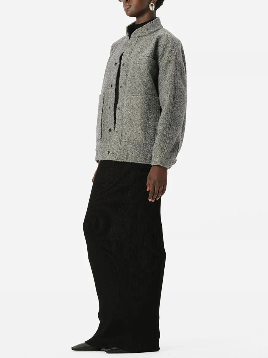 Grey Textured Button Down Jacket
