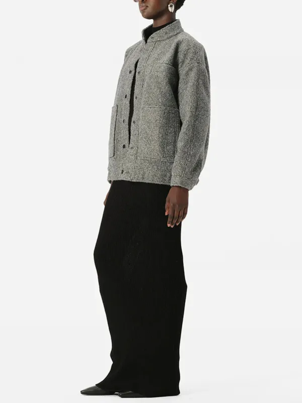 Grey Textured Button Down Jacket