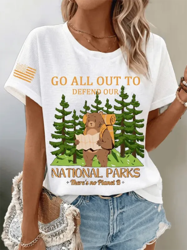 Women'S Protect National Parks Waffle Crew Neck T-Shirt