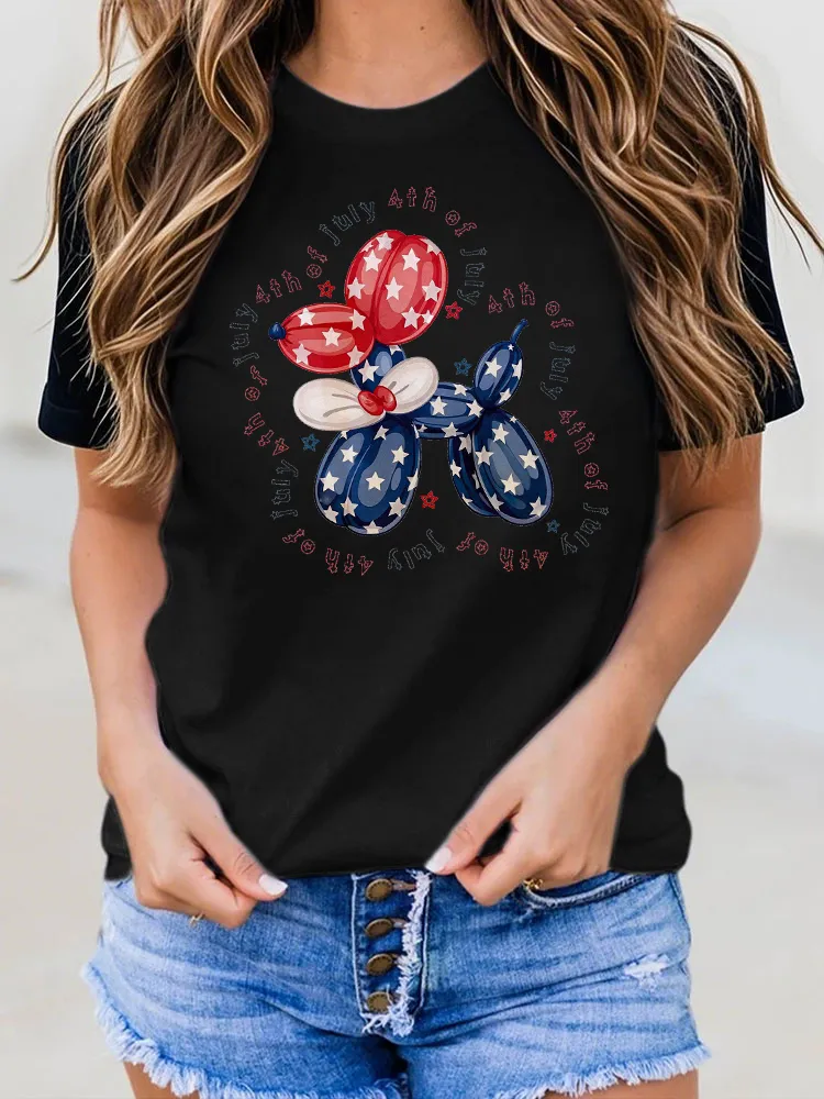 July 4th Of July Print Round-Neck Short-Sleeved T-Shirt