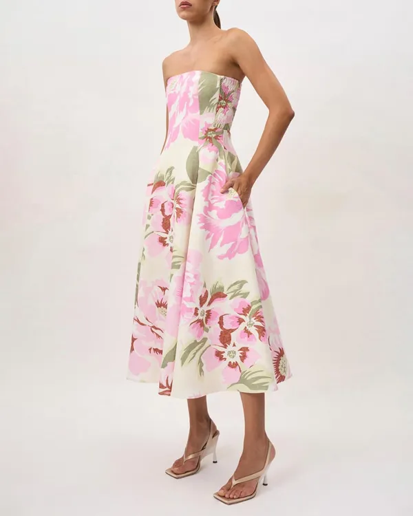Print Floral Tube Top Dress