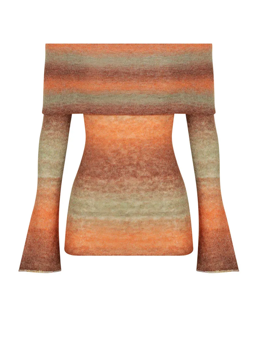 Gradient Striped Knit Sweater