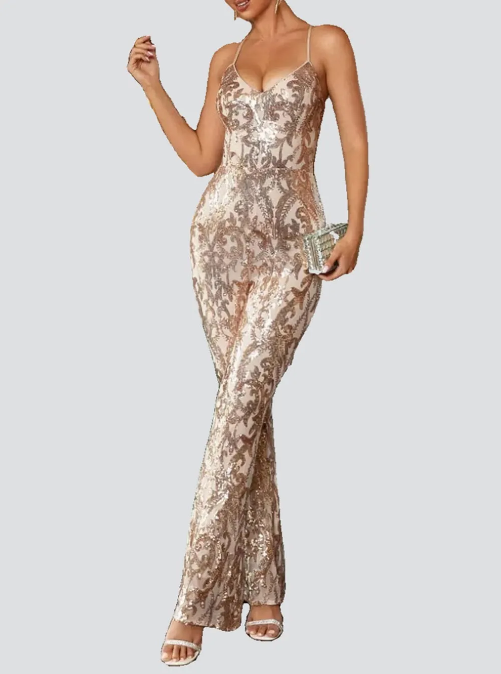 Deep V Neck Spaghetti Jumpsuits