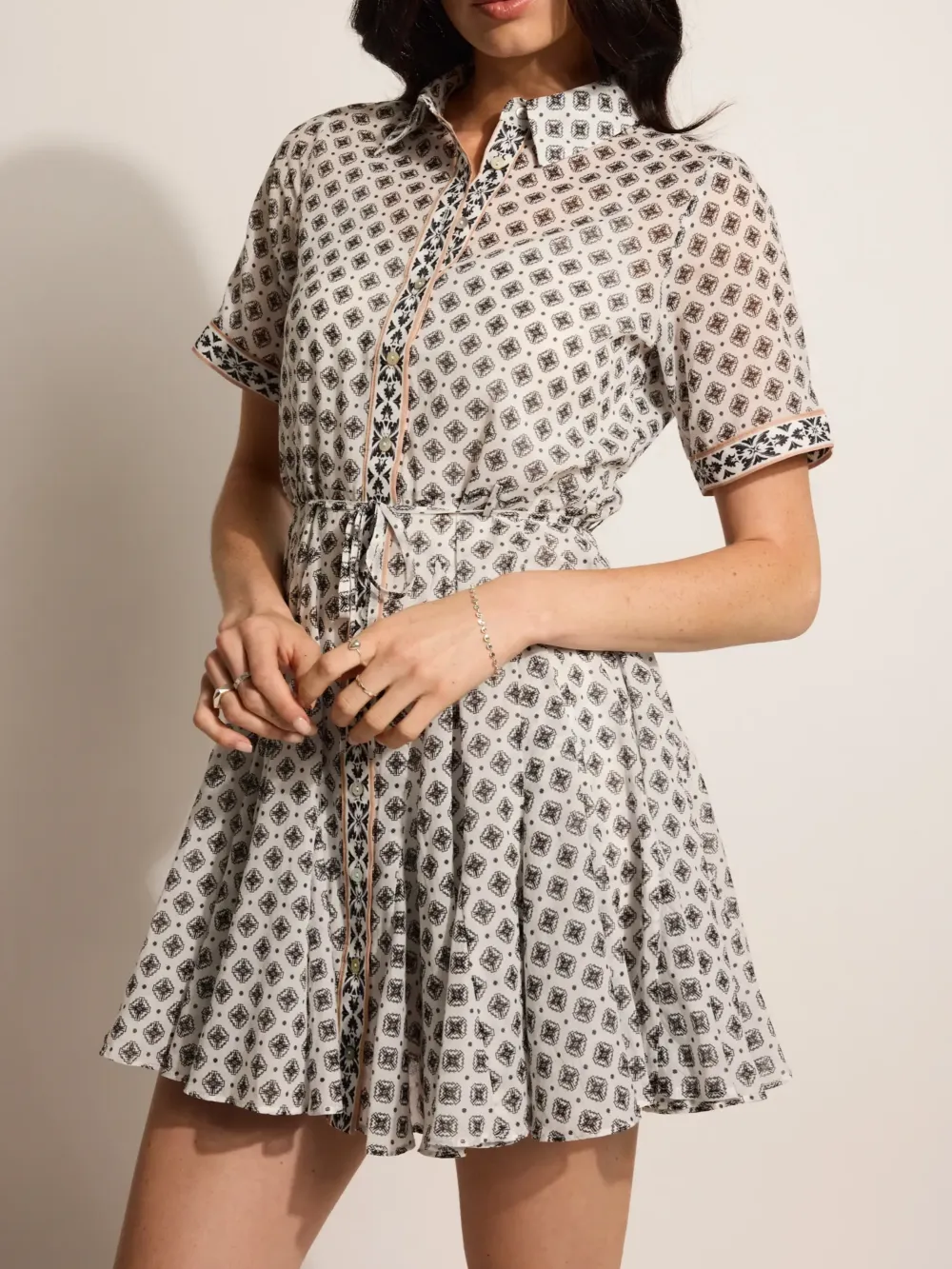 Print Poppy Frill Hem Dress