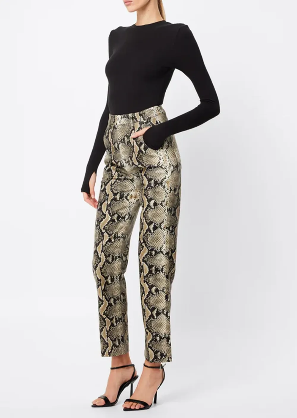 Snake Print High Waist Trousers