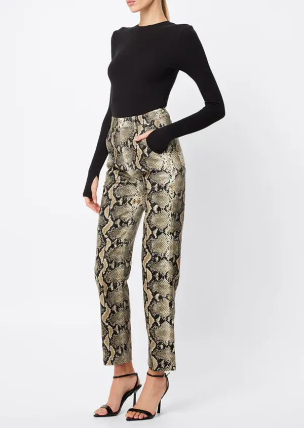 Snake Print High Waist Trousers