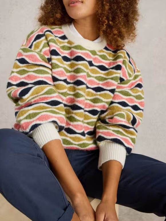 Crew Neck Art Graphic Jumper