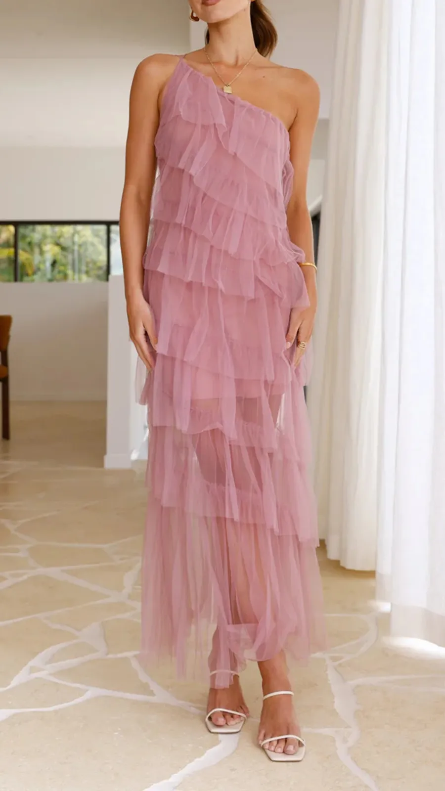 Partially Lined Maxi Dress