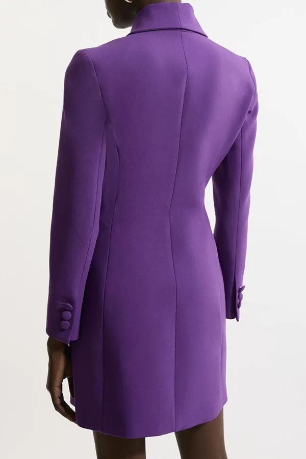 Petite Compact Stretch Tailored Blazer Wrap Mini Dress