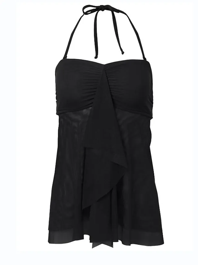 Women's Swimwear Tankini 2 Piece Normal Swimsuit 2 Piece Modest Swimwear Bandeau Strapless Solid Color Black Pink Royal Blue Green Khaki Padded Strap Bathing Suits Sports Vacation Beach Wear