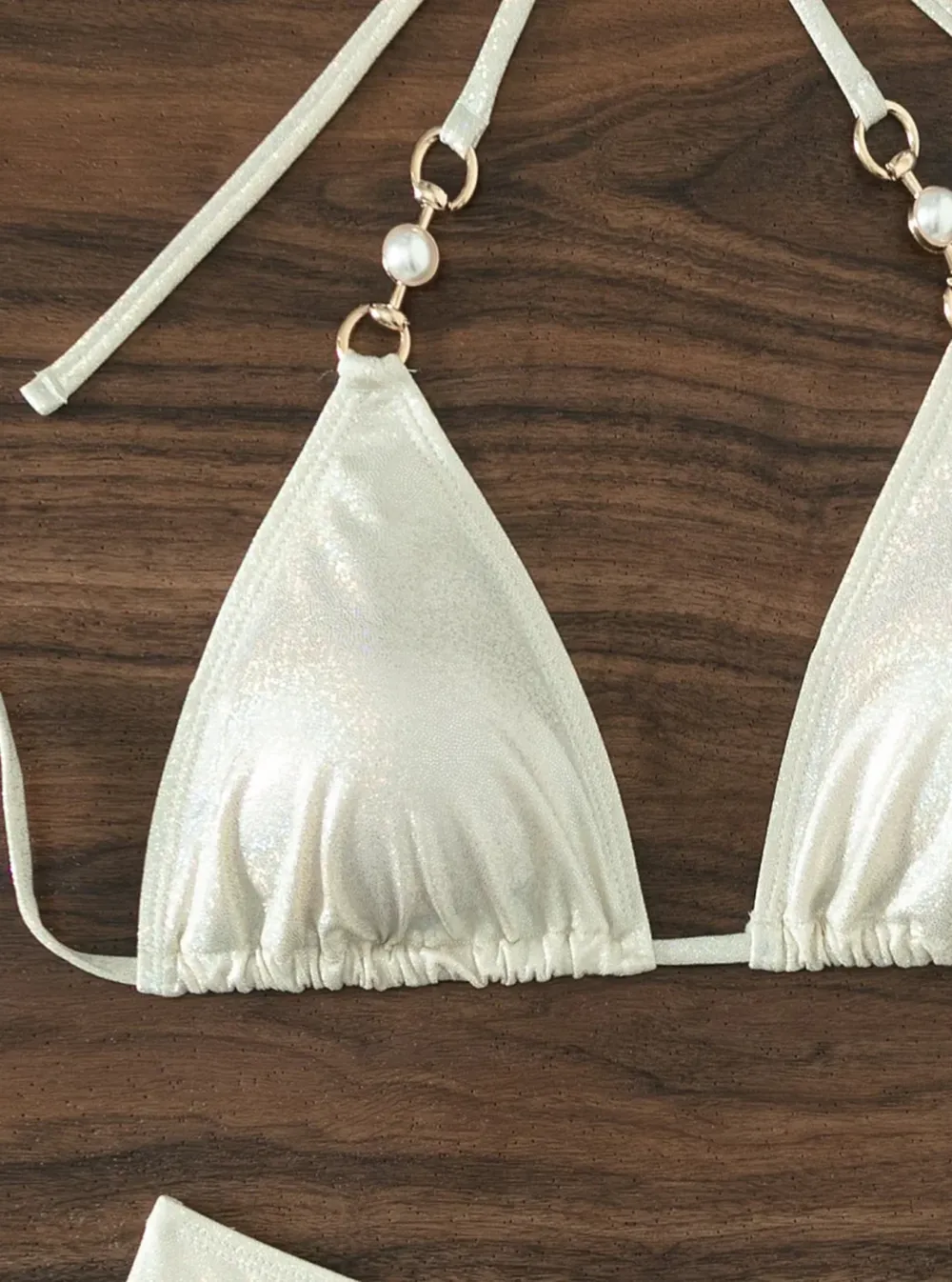 Sparkle Pearl Chain White Bikini Set