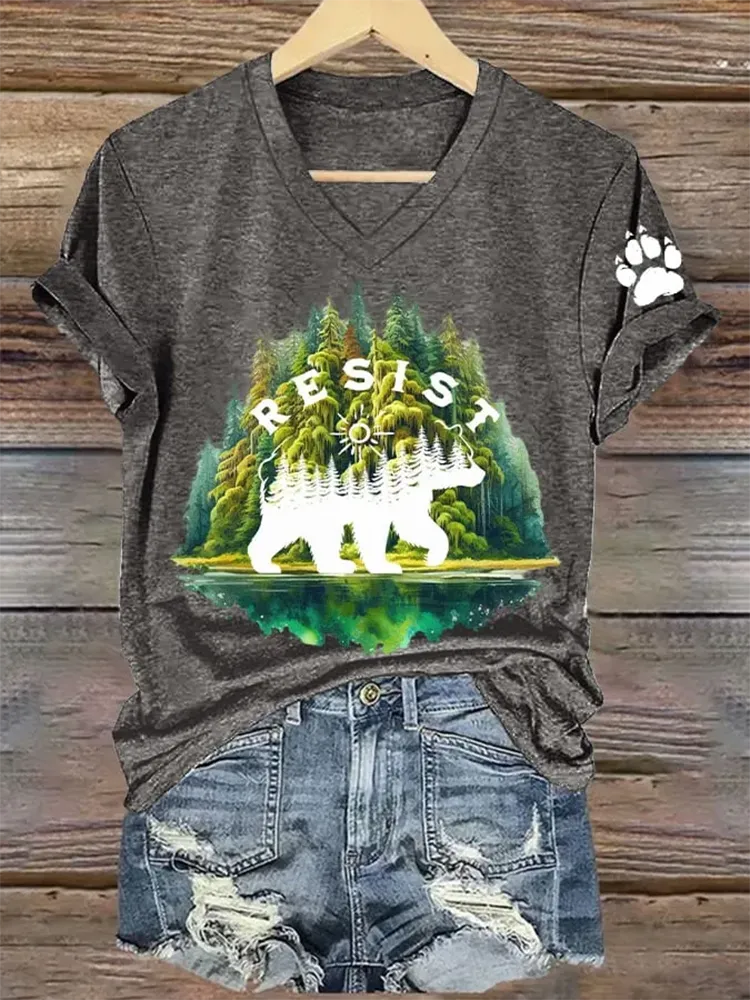 Women'S National Parks Explore, Protect, Preserve Print V-Neck T-Shirt